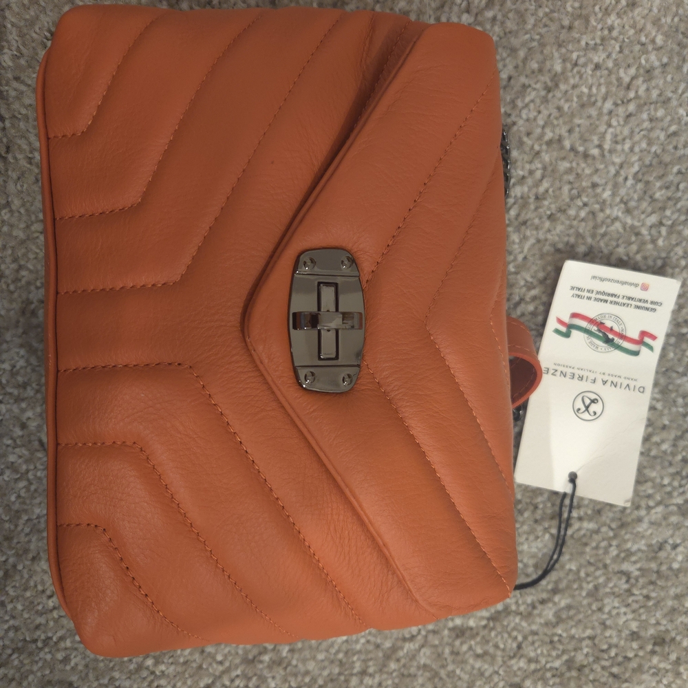Orange Quilted Crossbody Bag